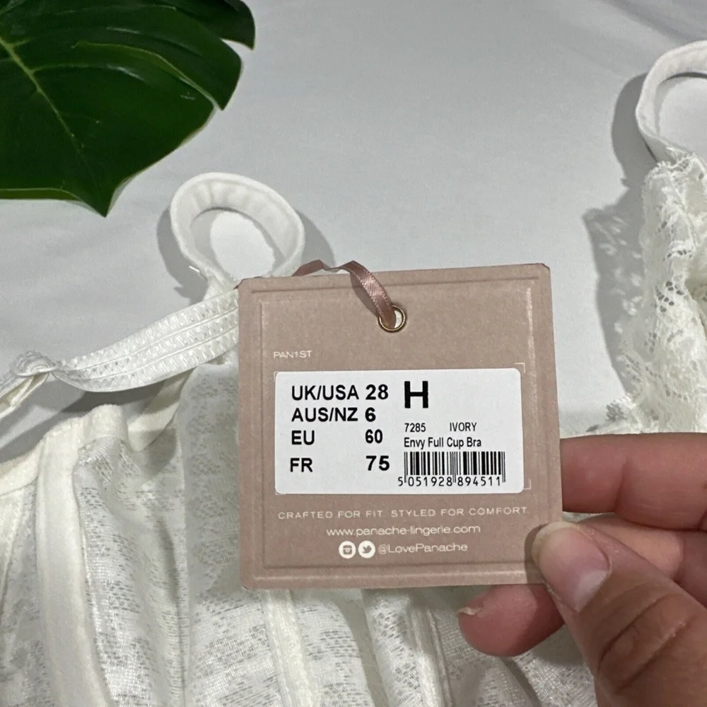 NWT $72 Panache [ 28H US‎ ] Envy Balconnete Underwire Full Cup Bra in Ivory